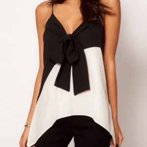 🆕ASOS Cream/Black Asos Cami with Front Bow (NWT)